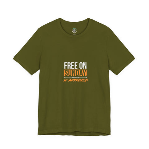 Sunday Approved Unisex Jersey Tee, Casual Weekend Shirt, Gift for Friends, Relaxed Fit Tee, Simple Graphic T-Shirt