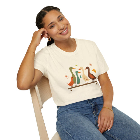 Vintage Retro Ducks Unisex Softstyle T-Shirt, Duck Lover Gift, Cute DucksTee, Animal Print Shirt, Graphic Tee for Duck Owners