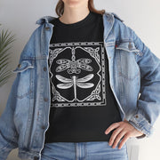 Graphic Dragonfly Insect Celtic Style Tee, Unisex Heavy Cotton T-Shirt, Bug Lover Gift, Nature Inspired Shirt, Unique Entomology Top, Insect