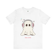 Cute Ghost 'Boo Jams' Unisex Tee, Halloween Shirt, Kawaii Ghost Top, Music Lover Gift, Spooky Season Apparel