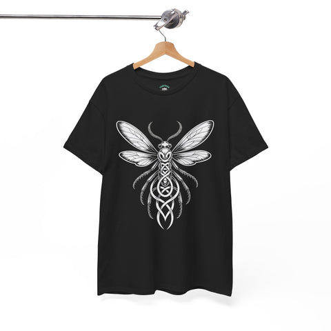 Graphic Insect Celtic Style Tee, Unisex Heavy Cotton T-Shirt, Bug Lover Gift, Nature Inspired Shirt, Unique Entomology Top, Insect