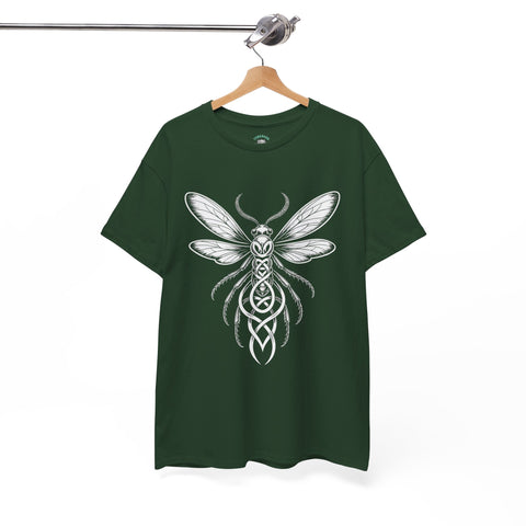 Graphic Insect Celtic Style Tee, Unisex Heavy Cotton T-Shirt, Bug Lover Gift, Nature Inspired Shirt, Unique Entomology Top, Insect