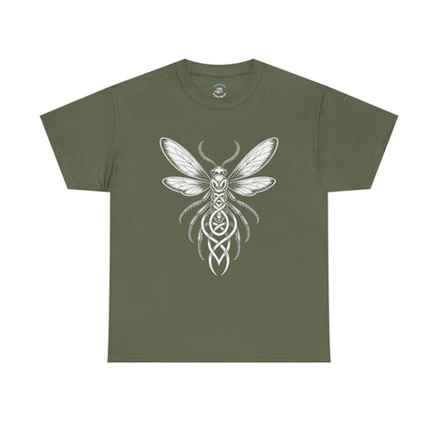 Graphic Insect Celtic Style Tee, Unisex Heavy Cotton T-Shirt, Bug Lover Gift, Nature Inspired Shirt, Unique Entomology Top, Insect