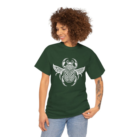 Graphic Insect Celtic Style Tee, Unisex Heavy Cotton T-Shirt, Bug Lover Gift, Nature Inspired Shirt, Unique Entomology Top, Insect