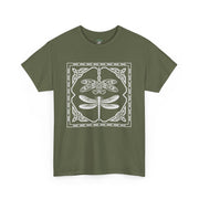 Graphic Dragonfly Insect Celtic Style Tee, Unisex Heavy Cotton T-Shirt, Bug Lover Gift, Nature Inspired Shirt, Unique Entomology Top, Insect