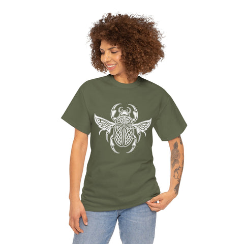 Graphic Insect Celtic Style Tee, Unisex Heavy Cotton T-Shirt, Bug Lover Gift, Nature Inspired Shirt, Unique Entomology Top, Insect