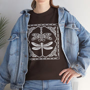 Graphic Dragonfly Insect Celtic Style Tee, Unisex Heavy Cotton T-Shirt, Bug Lover Gift, Nature Inspired Shirt, Unique Entomology Top, Insect