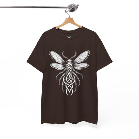 Graphic Insect Celtic Style Tee, Unisex Heavy Cotton T-Shirt, Bug Lover Gift, Nature Inspired Shirt, Unique Entomology Top, Insect