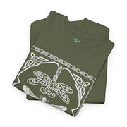 Graphic Dragonfly Insect Celtic Style Tee, Unisex Heavy Cotton T-Shirt, Bug Lover Gift, Nature Inspired Shirt, Unique Entomology Top, Insect