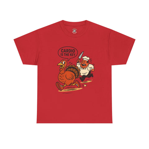 Funny Turkey Cardio Tee - Thanksgiving Gift, Unisex Cotton Shirt, Humor Tee, Fall Celebration Apparel, Holiday Humor T-Shirt