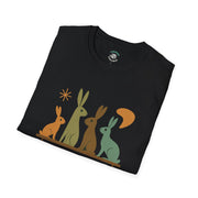 Vintage Retro Rabbits Unisex Softstyle T-Shirt, Rabbit Lover Gift, Cute Rabbit Tee, Animal Print Shirt, Graphic Tee for Rabbit Owners