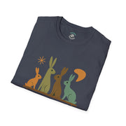Vintage Retro Rabbits Unisex Softstyle T-Shirt, Rabbit Lover Gift, Cute Rabbit Tee, Animal Print Shirt, Graphic Tee for Rabbit Owners