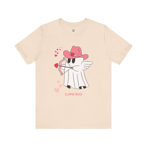 Cupid Boo Ghost T-Shirt, Unisex Jersey Tee, Cute Valentine's Day Gift, Funny Love Shirt, Perfect for Couples, Halloween Style