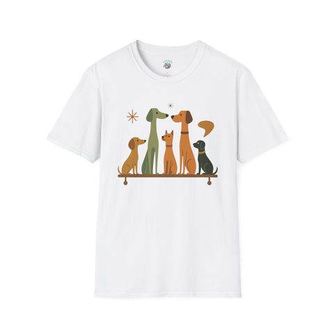 Vintage Retro Dogs Unisex Softstyle T-Shirt, Dog Lover Gift, Cute Puppy Tee, Animal Print Shirt, Graphic Tee for Dog Owners