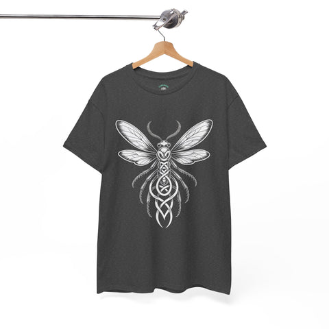 Graphic Insect Celtic Style Tee, Unisex Heavy Cotton T-Shirt, Bug Lover Gift, Nature Inspired Shirt, Unique Entomology Top, Insect