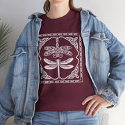 Graphic Dragonfly Insect Celtic Style Tee, Unisex Heavy Cotton T-Shirt, Bug Lover Gift, Nature Inspired Shirt, Unique Entomology Top, Insect