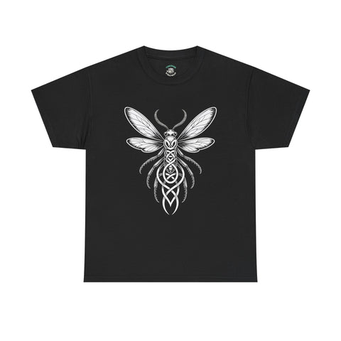 Graphic Insect Celtic Style Tee, Unisex Heavy Cotton T-Shirt, Bug Lover Gift, Nature Inspired Shirt, Unique Entomology Top, Insect