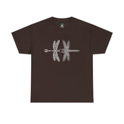 Graphic  Celtic Style Tee of dragonflies, Unisex Heavy Cotton T-Shirt, Bug Lover Gift, Nature Inspired Shirt, Unique Entomology Top, Insect