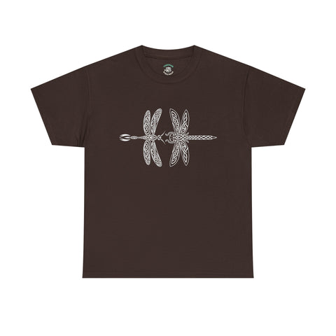 Graphic  Celtic Style Tee of dragonflies, Unisex Heavy Cotton T-Shirt, Bug Lover Gift, Nature Inspired Shirt, Unique Entomology Top, Insect